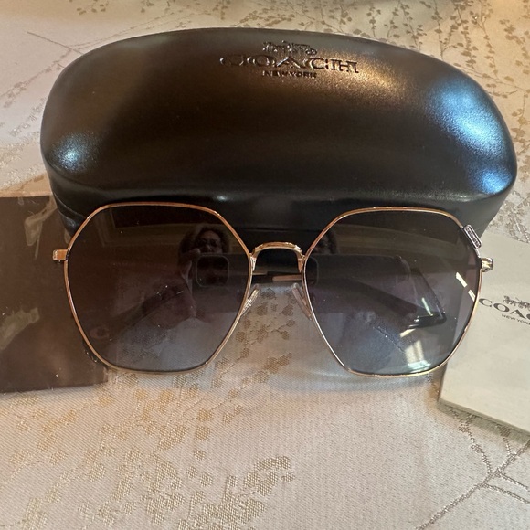 Coach Brown Sunglasses with Geometric Frame - Picture 1 of 1